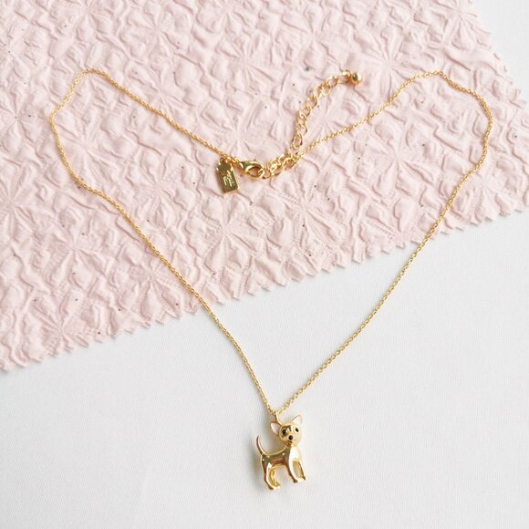 Kate Spade Haute Stuff Chihuahua Pendant Necklace in Gold - Picture 3 of 4